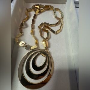Vintage Monet Gold Geometric Necklace 24”